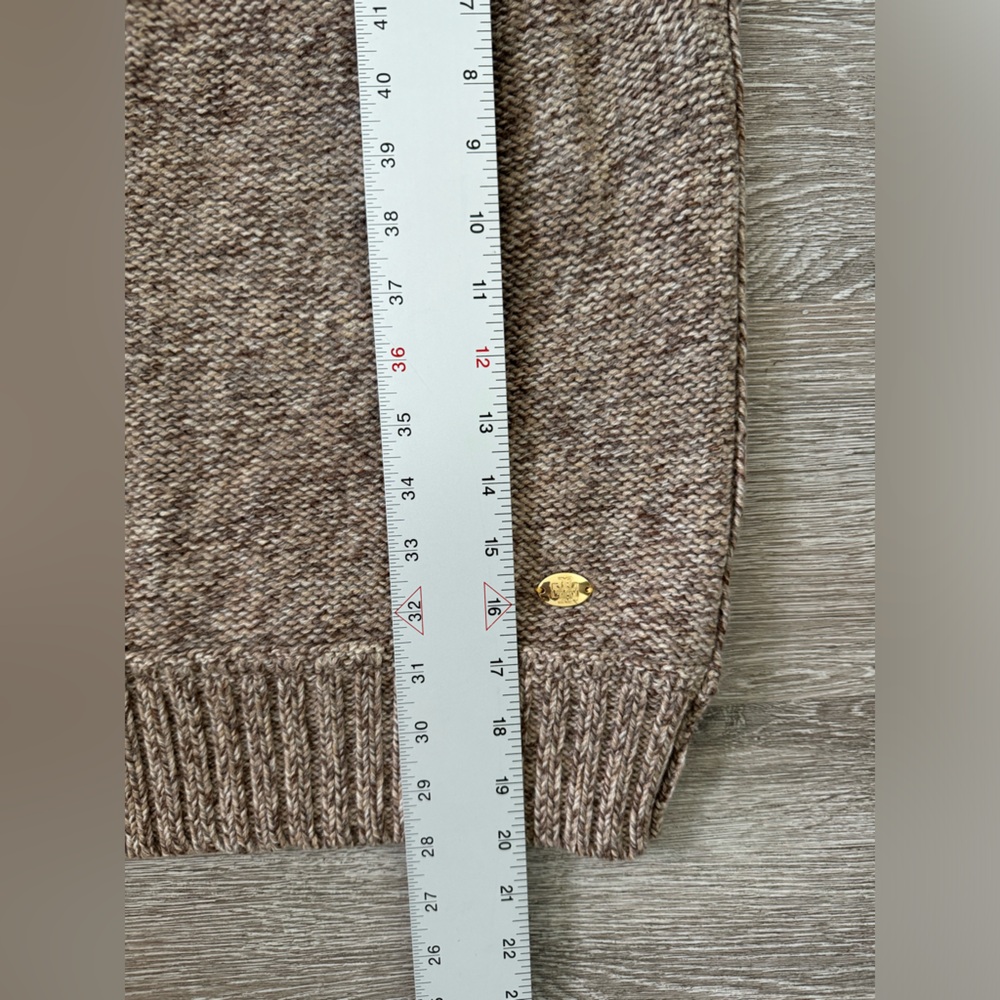 Tory Burch EUC 100% Wool Knit Turtleneck Roll Neck Sweater Size S Beige Brown - Picture 10 of 10